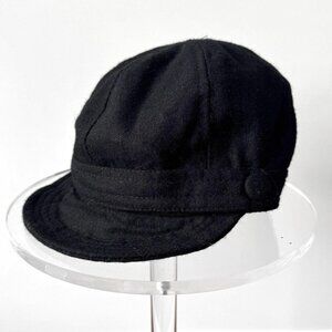 y2k vintage black wool classic preppy womens small cadet castro cap military hat